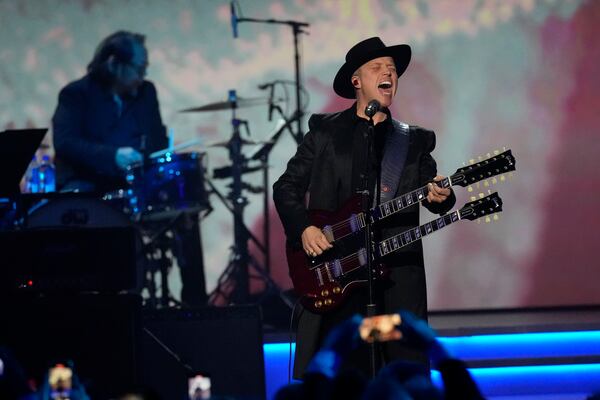 Jason Isbell performs during MusiCares Person of the Year honoring Jon Bon Jovi on Friday, Feb. 2, 2024, in Los Angeles. (AP Photo/Chris Pizzello)