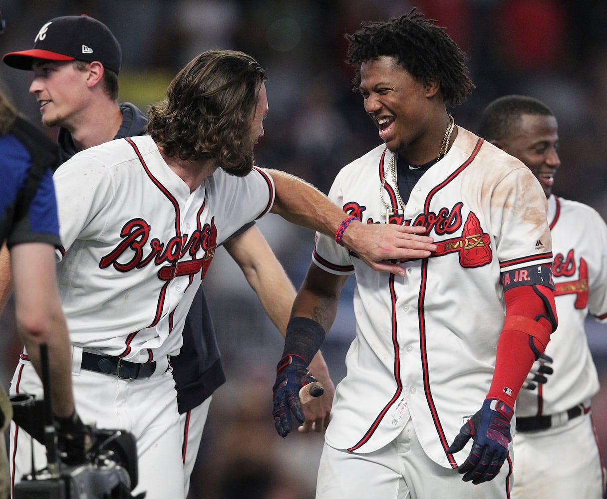 Photos: Acuna, Braves celebrate a walkoff win over the Marlins