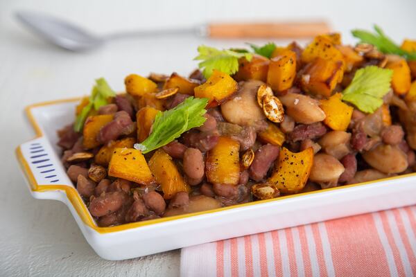 Cinnamon-Roasted Pumpkin with Stewed Beans. (Courtesy of Brooke Slezak)