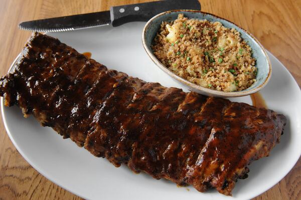 Baby Back Ribs with espresso BBQ sauce and rainbow quinoa. (Beckysteinphotography.com)