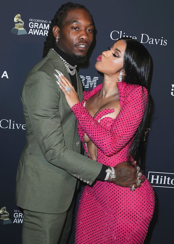 Offset and Cardi B arrive at The Recording Academy And Clive Davis' 2020 Pre-GRAMMY Gala held at The Beverly Hilton Hotel on January 25, 2020 in Beverly Hills, Los Angeles, California, United States. (Photo by Xavier Collin/Image Press Agency/Sipa USA)(Sipa via AP Images)