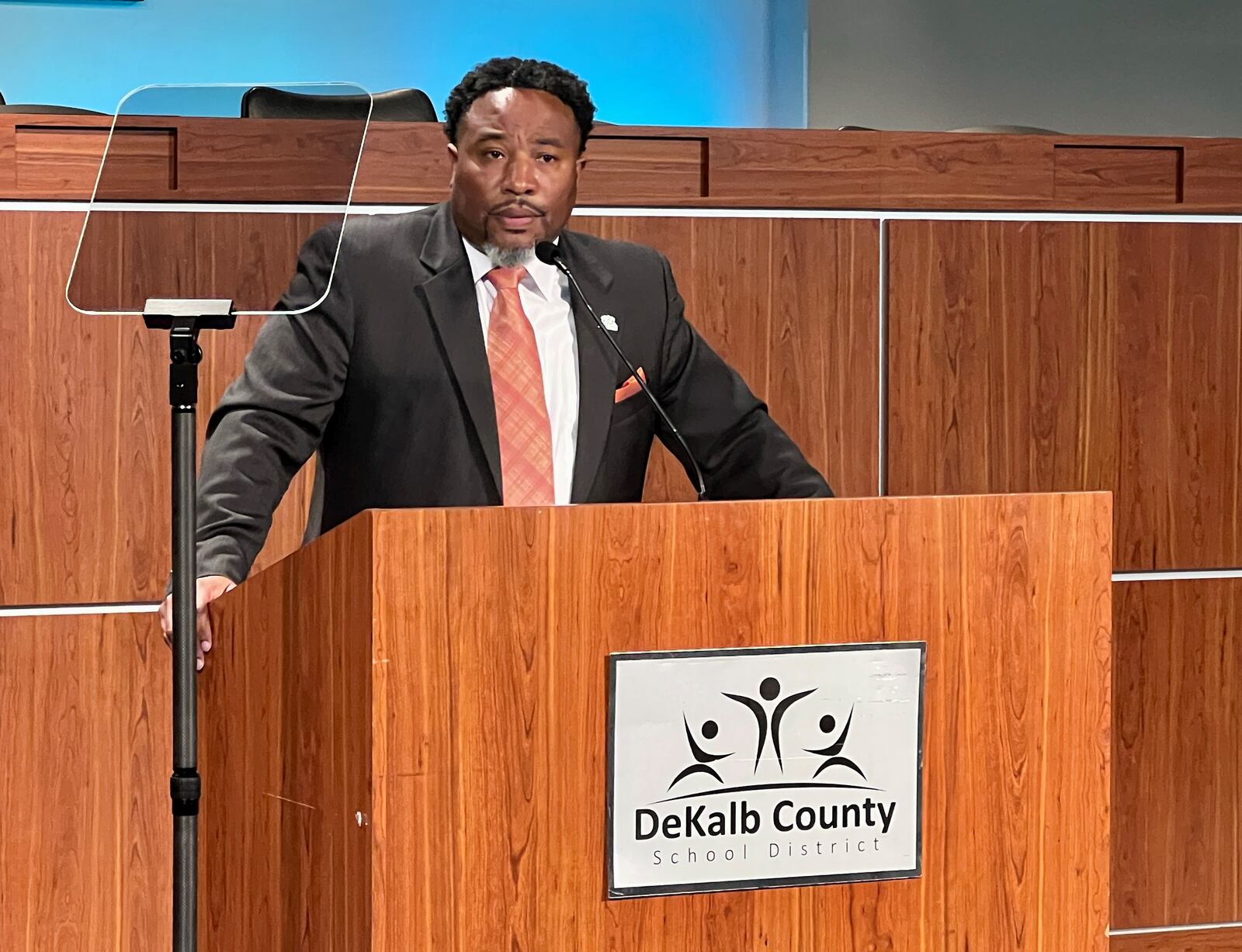 DeKalb County School District Superintendent Devon Horton addresses the media at a press conference on Aug. 1, 2023, in advance of the first day of school. Horton addressed staffing shortages, academic plans and safety updates for the 2023-2024 school year. (Cassidy Alexander/cassidy.alexander@ajc.com)