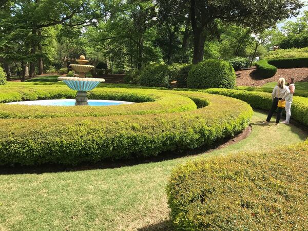 Today the fountain in the terraced garden at the Governor’s Mansion is empty. It leans to one side, and has sunk 2 feet into the soft ground, according to mansion executive director Katherine Satterfield. The statues that watched over the fountain have been put in temporary storage. The state must decide between preserving or replacing this and other historic features. 