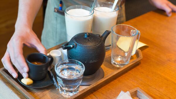 Table service at Starbucks Reserve Roastery and Tasting Room in Seattle. (Alan Behr/TNS)