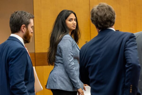 Co-plaintiff state Sen. Nabilah Islam Parkes, D-Duluth, appears at a hearing at the Fulton County Courthouse in Atlanta on Wednesday, Oct. 9, 2024, regarding whether Gov. Brian Kemp must order an investigation of the State Election Board. (Arvin Temkar/AJC)