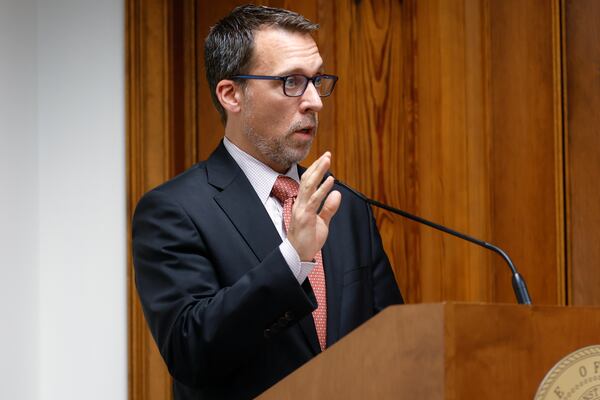 City Council president Doug Shipman testifies against the Buckhead Bill at a Senate committee hearing at The Georgia State Capitol on Thursday, February 16, 2023. (Natrice Miller/ natrice.miller@ajc.com) 