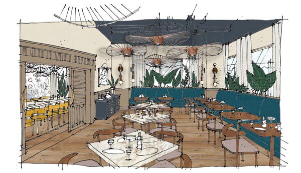 Renderings of the Lazy Betty Midtown location.