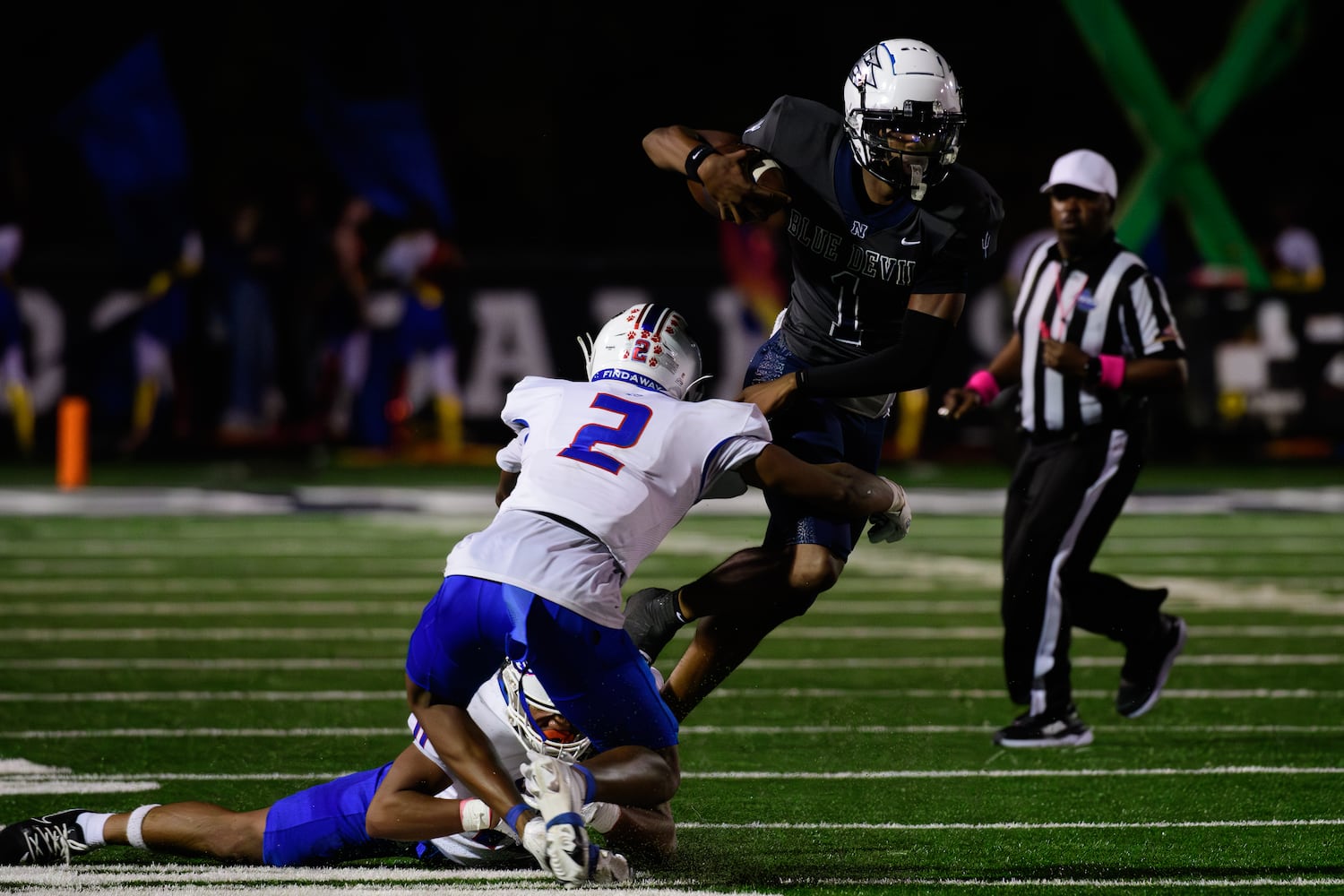 Norcross quarterback Arrington Watkins runs the ball during the Peachtree Ridge at Norcross football game, October 27, 2023. (Jamie Spaar for the Atlanta Journal Constitution)