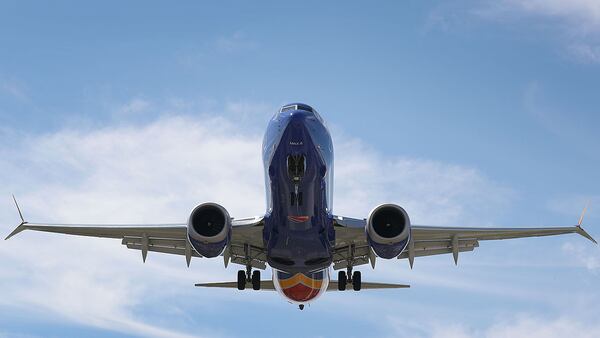 A Southwest Boeing 737 Max 8 enroute from Tampa prepares to land at Fort Lauderdale-Hollywood International Airport on March 11, 2019. The FAA is facing questions about whether it failed to properly oversee Boeing after two of the planes crashed, killing all aboard. (Photo by Joe Raedle/Getty Images)