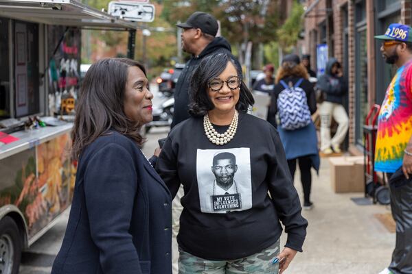 U.S. Rep. Nikema Williams of Atlanta wore a top that said “my vote influences everything” ahead of Election Day. She is now facing calls to step down as chair of the Georgia Democratic Party.