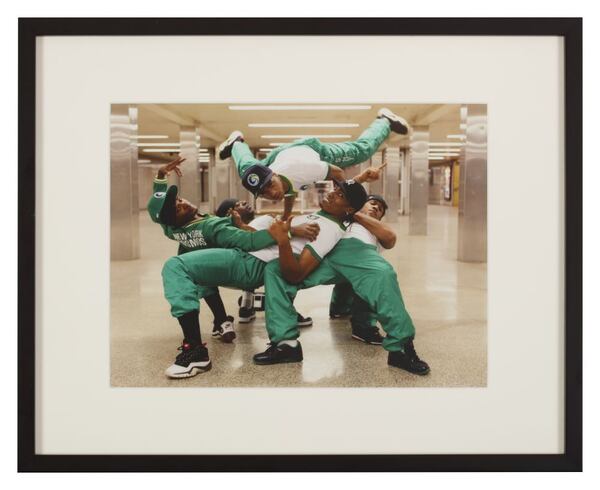 Jamel Shabazz (American, born 1960), Breezy Boy Breakers, Midtown, Manhattan, NYC, 2011, chromogenic print, The Dean Collection, courtesy of Swizz Beatz and Alicia Keys. © Jamel Shabazz. Photo by Glenn Steigelman.