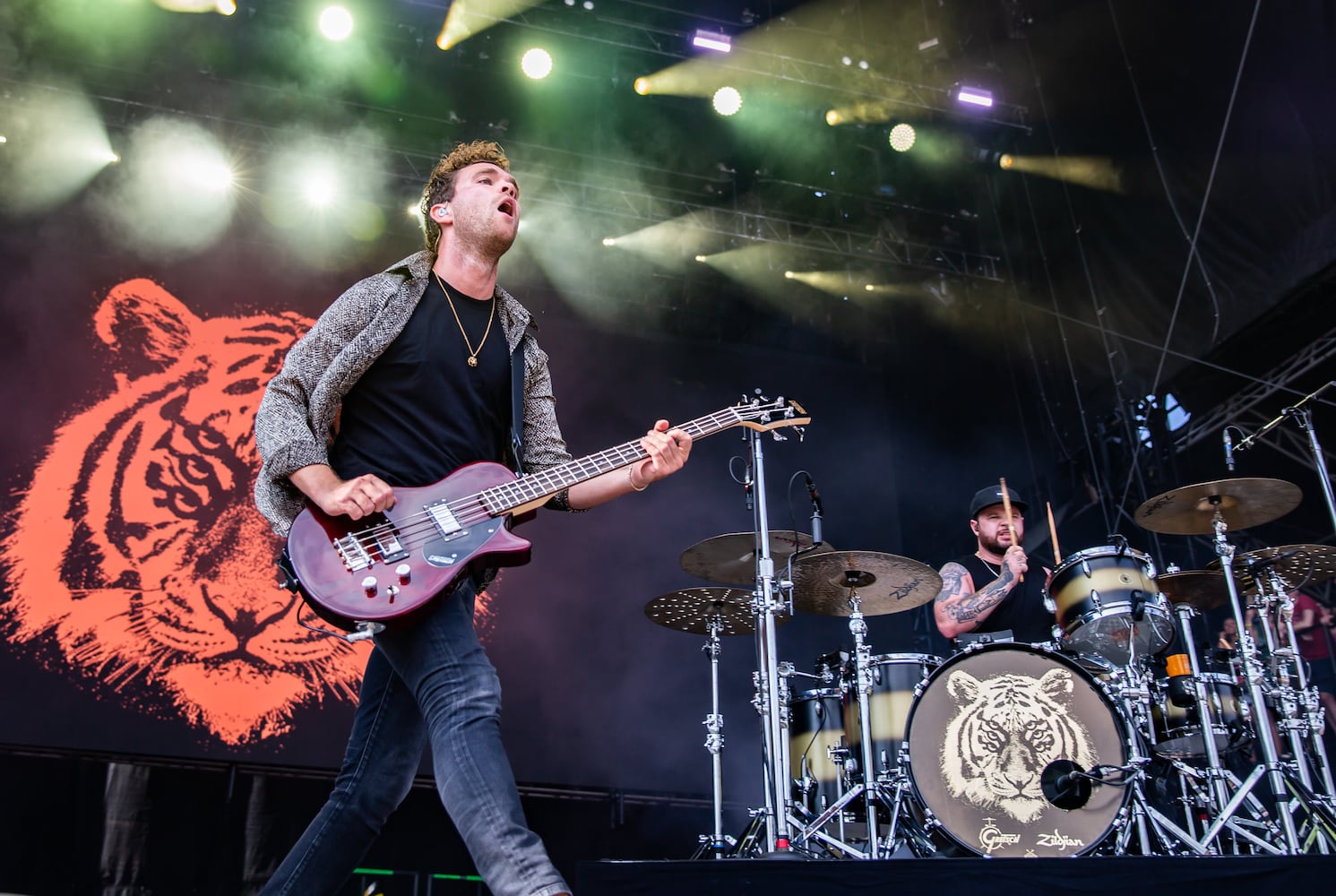 Atlanta, Ga: Royal Blood brought their massive, two-piece sound to the Peachtree Stage to close out Saturday afternoon. Photo taken Saturday May 4, 2024 at Central Park, Old 4th Ward. (RYAN FLEISHER FOR THE ATLANTA JOURNAL-CONSTITUTION)