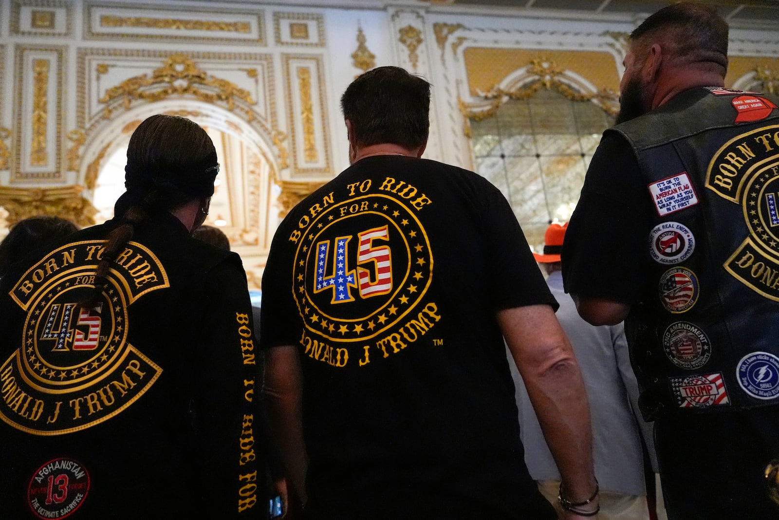 Supporters arrive before Republican presidential nominee former President Donald Trump speaks during a news conference at his Mar-a-Lago estate, Tuesday, Oct. 29, 2024, in Palm Beach, Fla. (AP Photo/Julia Demaree Nikhinson)