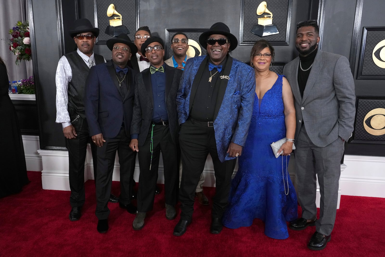 FILE - Members of Nathan and The Zydeco Cha Chas arrive at the 65th annual Grammy Awards on Sunday, Feb. 5, 2023, in Los Angeles. (Photo by Jordan Strauss/Invision/AP, File)