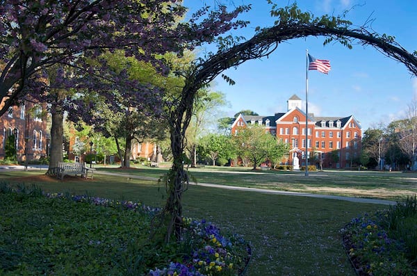 Giles Hall is seen in the background on the campus of Spelman College in Atlanta. (Chris Shinn / Spelman College)