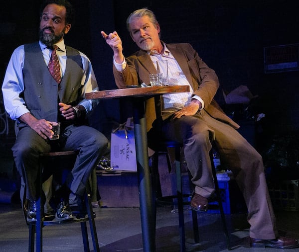 Featured in Theatrical Outfit’s drama “The Wolf at the End of the Block” are Anthony S. Goolsby (left) and Mark Kincaid.
Courtesy of Casey G. Ford Photography