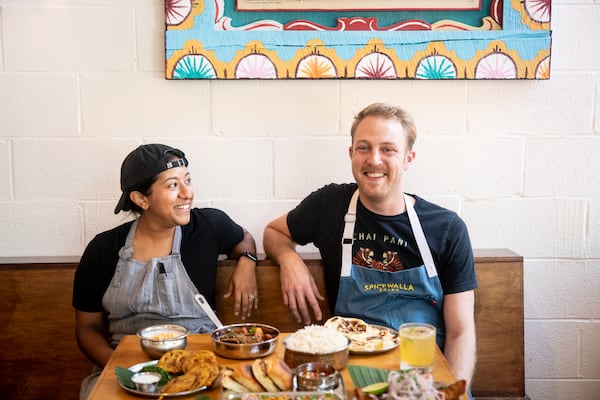 Chai Pani chef de cuisine Sahar Siddiqi and culinary director Daniel Peach. (Mia Yakel for The Atlanta Journal-Constitution)