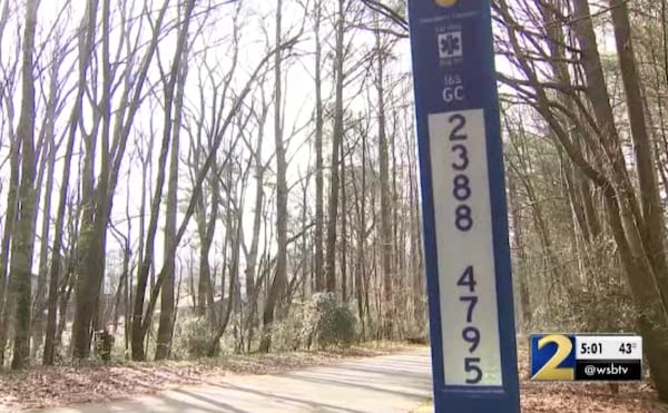 This is one of the blue trail marker emergency phones that are found along the Silver Comet Trail.