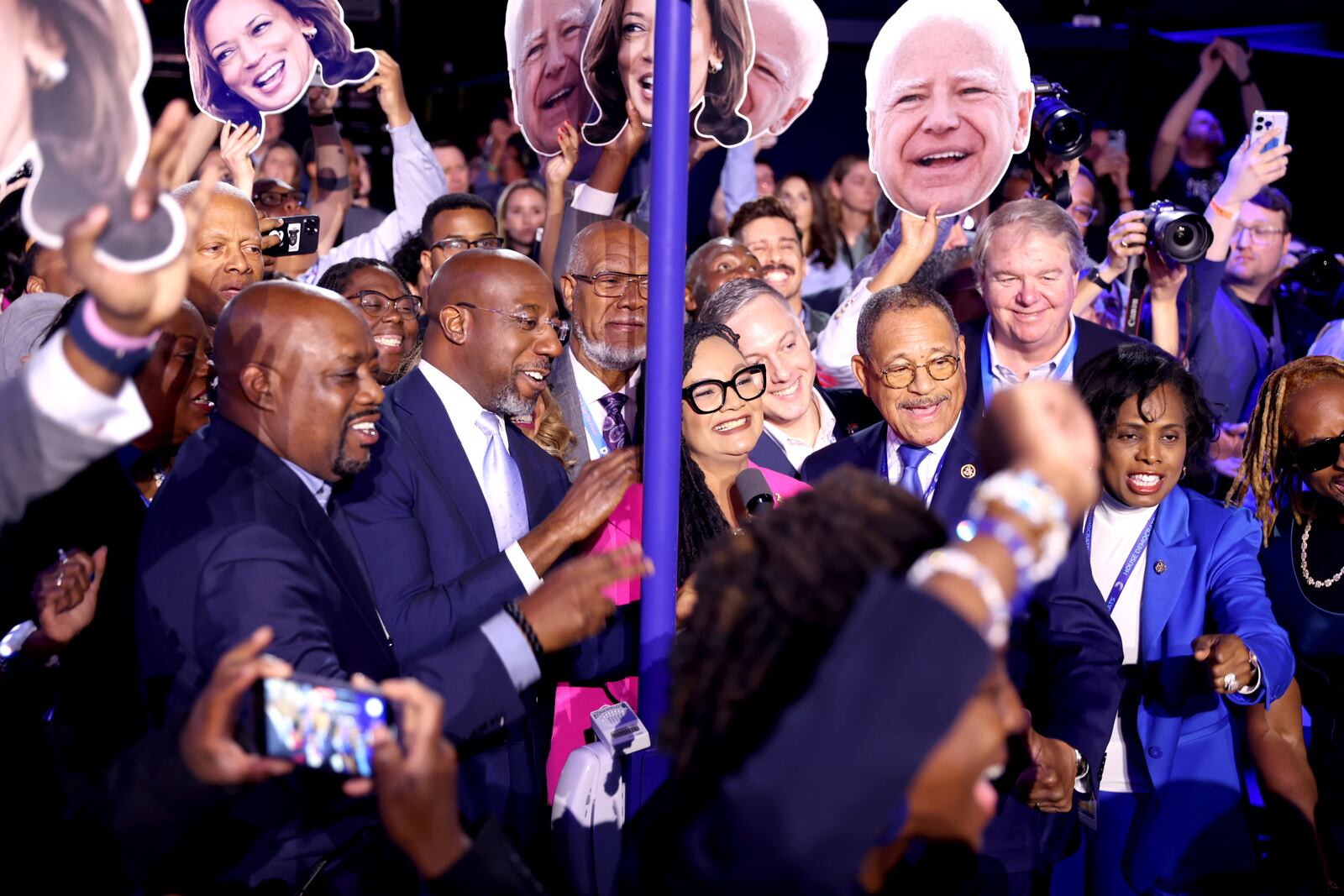 Georgia delegates, including Sen. Raphael Warnock, U.S. Rep. Nikema Williams, and U.S. Rep Sanford Bishop, officially nominated Kamala Harris as the Democratic presidential candidate during the roll call on Tuesday.