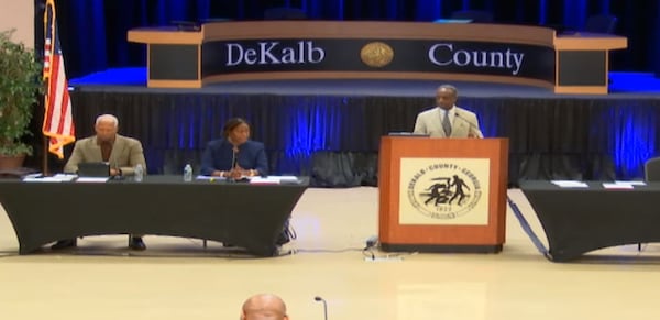 From left, U.S. Rep. Hank Johnson, Commissioner Mereda Davis Johnson and DeKalb CEO Michael Thurmond.