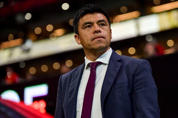 Atlanta head coach Gonzalo Pineda is seen prior to the start of MLS match against D.C. United Saturday, June 10, 2023 at Mercedes Benz Stadium. Pineda has described the final stretch as 10 consecutive finals as United makes a push to play in the postseason. (Daniel Varnado/ For the AJC)