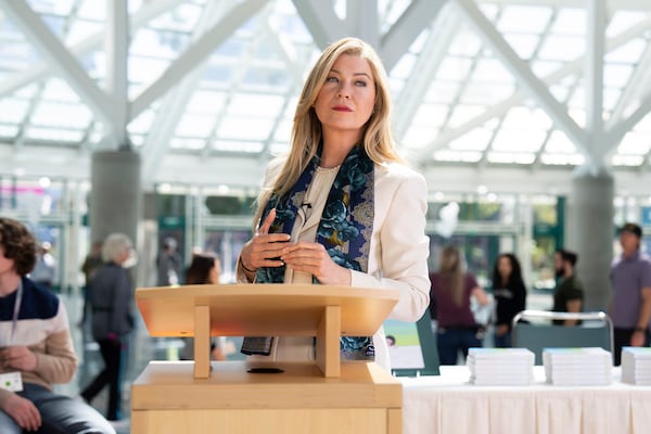 This image released by Disney shows Ellen Pompeo in a scene from "Good American Family." (Ser Baffo/Disney via AP)