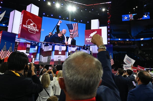 Donald J. Trump, Jr. speaks during the third day of the Republican National Convention, Wednesday, July 17, 2024, in downtown Milwaukee, WI. (Hyosub Shin / AJC)