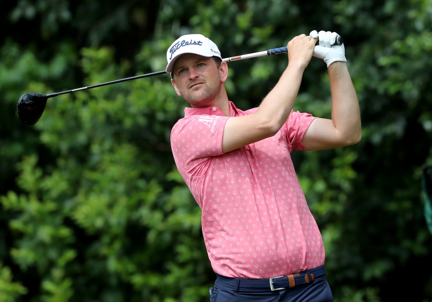 April 9, 2021, Augusta: Bernd Wiesberger hits his tee shot on the fourteenth hole during the second round of the Masters at Augusta National Golf Club on Friday, April 9, 2021, in Augusta. Curtis Compton/ccompton@ajc.com