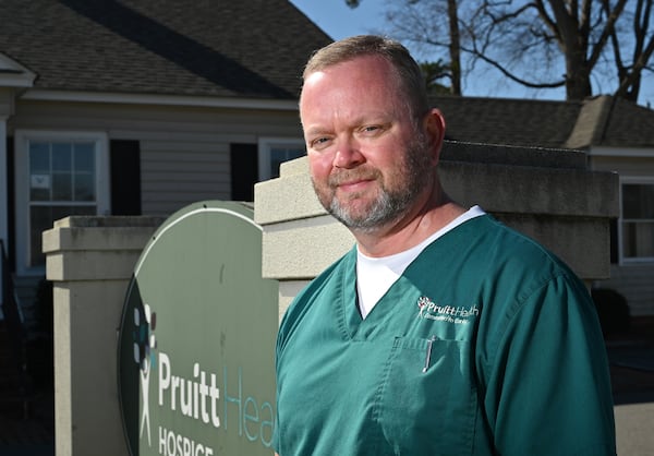 Chad Hamilton, RN, Case Manager at PruittHealth Hospice in Cordele, lives in a part of Georgia where many people question the seriousness of the coronavirus. He was concerned about the speed with which the vaccine was rolled out and was initially reluctant to get it until a patient convinced him otherwise. (Hyosub Shin / Hyosub.Shin@ajc.com)