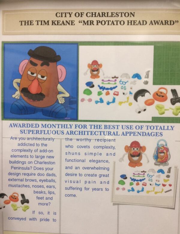 Atlanta’s City Planning Commissioner Tim Keane says today’s architects festoon their structures with cheap brick facades, colored slabs of siding, painted stucco and micro-decks. He calls the style the “Mr. Potato Head Architectural School.” You can swap out the eyes, ears, noses and hats on the spud, but no matter how you dress him up, he’s still Mr. Potato Head. 