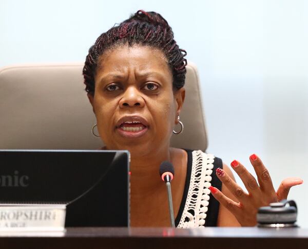 Councilwoman Sharon Shropshire sits at the East Point City Council meeting on Monday, June 3, 2019, in East Point. Curtis Compton/ccompton@ajc.com