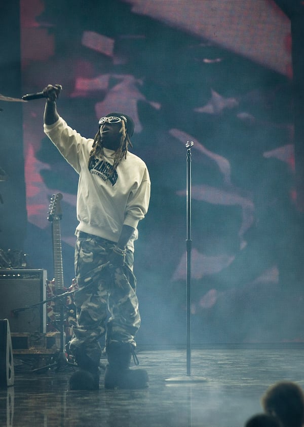 Lil Wayne closed out Night 1 of AT&T Playoff Playlist Live! on Saturday, Jan. 18, 2025, at State Farm Arena in Atlanta. (Ryan Fleisher for the AJC)