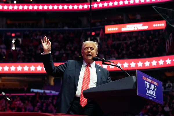 President-elect Donald Trump speaks at a rally Sunday ahead of the 60th Presidential Inauguration. 