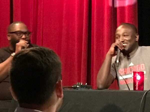  Killer Mike visits Hannibal Buress for his podcast "Handsome Rambler." They shot at Laughing Skull Lounge April 20, 2017. CREDIT: Rodney Ho/rho@ajc.com