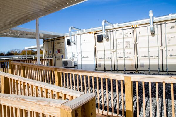 As the number of cases surged last year and into the beginning of this year, Northeast Georgia Medical Center built multiple spaces, including this mobile COVID unit. The hospital system no longer needs to use the mobile unit for COVID-19 patients. (Jenni Girtman for The Atlanta Journal Constitution)