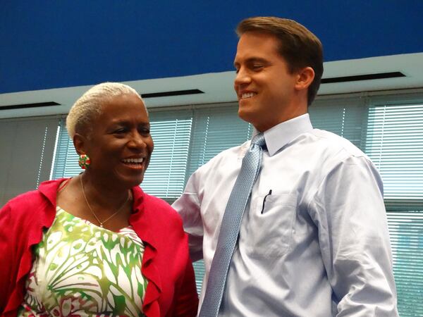 Monica Pearson drove into the office to wish John Bachman off at WSB-TV studios.