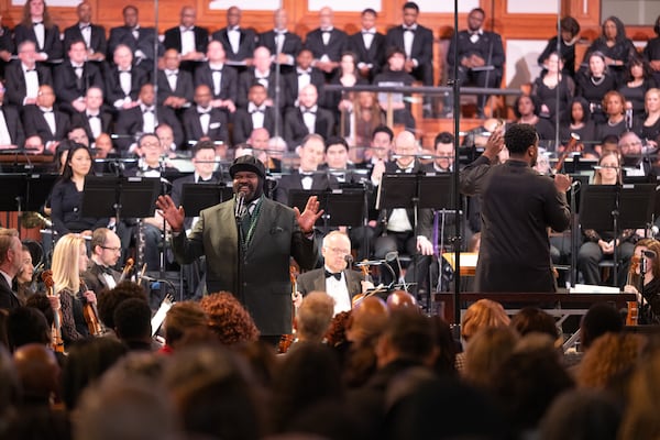 Singer Gregory Porter performs for the audience during the King Celebration concert at Ebenezer Baptist Church.