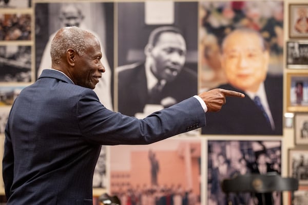 Dean Lawrence Carter talks about the Martin Luther King Jr. International Chapel renovations in his Morehouse College office on Tuesday, October 11, 2022.  Steve Schaefer/steve.schaefer@ajc.com)