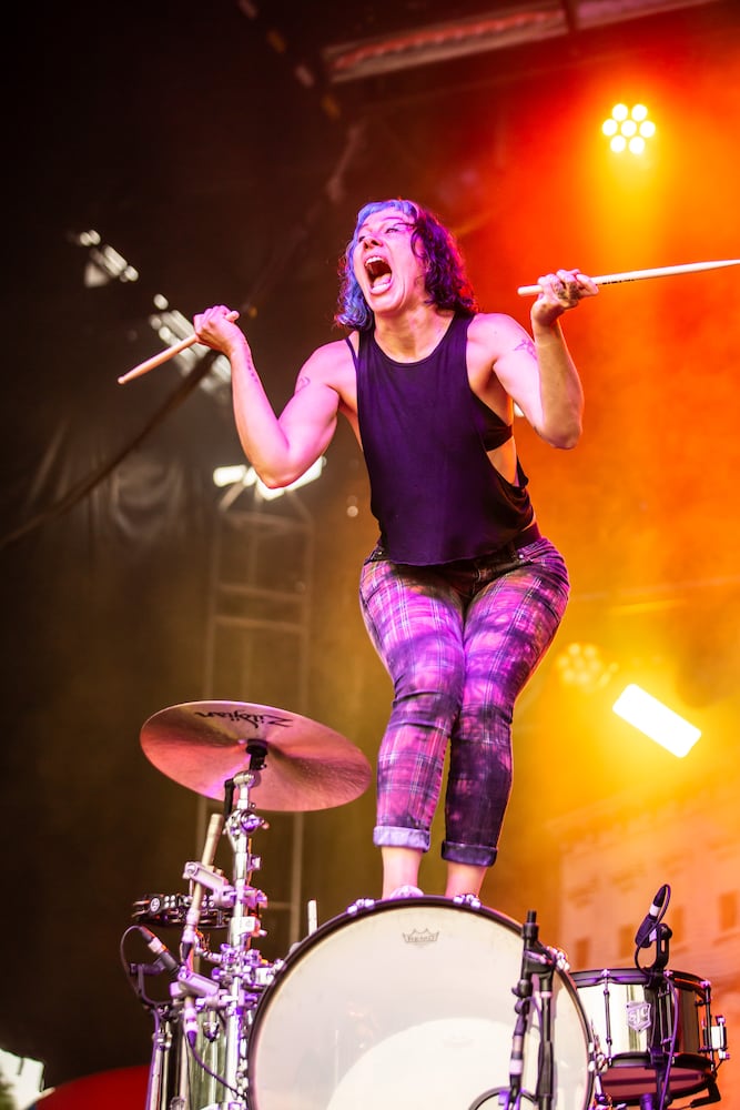 Atlanta, Ga: Matt & Kim brought the dance party to the Ponce de Leon Stage Sunday night. Photo taken May 5, 2024 at Central Park, Old 4th Ward. (RYAN FLEISHER FOR THE ATLANTA JOURNAL-CONSTITUTION)