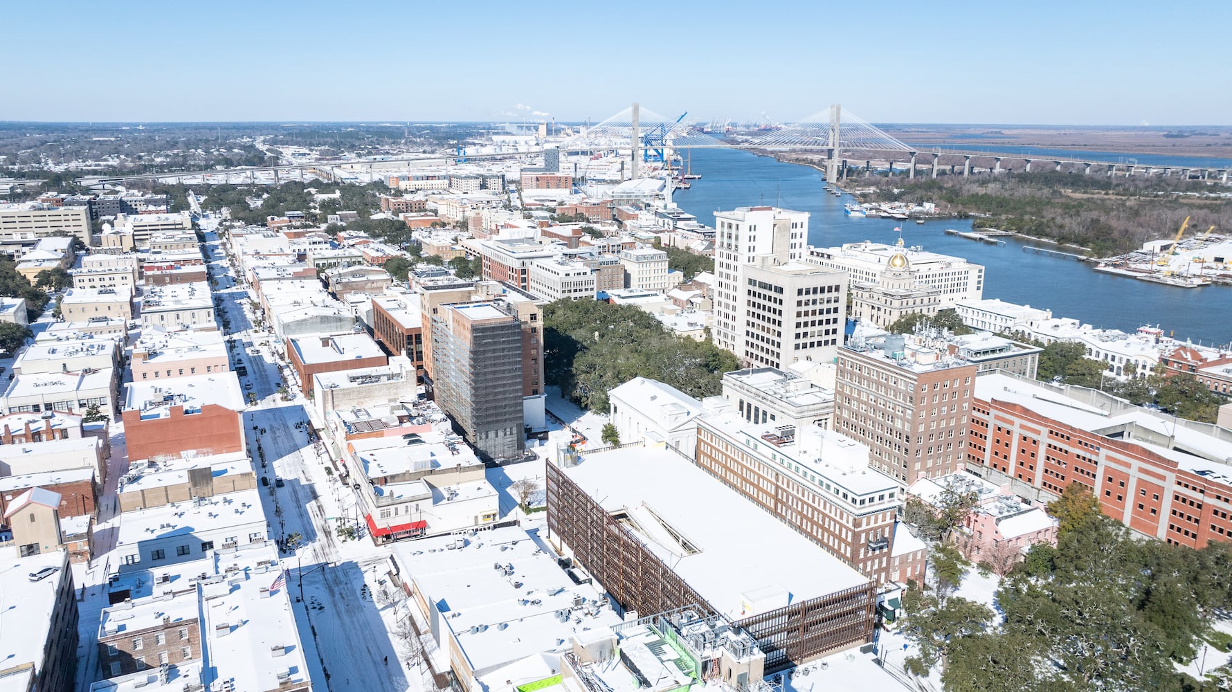 Savannah, GA after a night of snow. January 22, 2024 (Justin Taylor/The Atlanta Journal Constitution)