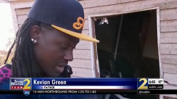 Kevian Green said he last saw his 2-year-old son before a storm system killed at least 15 people in Georgia and five more across the Deep South. (Credit: Channel 2 Action News)