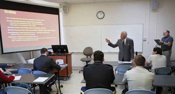 Former Gov. Nathan Deal lectures a class called “Road to Congress” on Thursday, Oct. 17, 2019, at the University of North Georgia in Dahlonega. The state’s Board of Regents approved a proposal earlier this year to make the governor a professor teaching law and politics. BOB ANDRES / ROBERT.ANDRES@AJC.COM