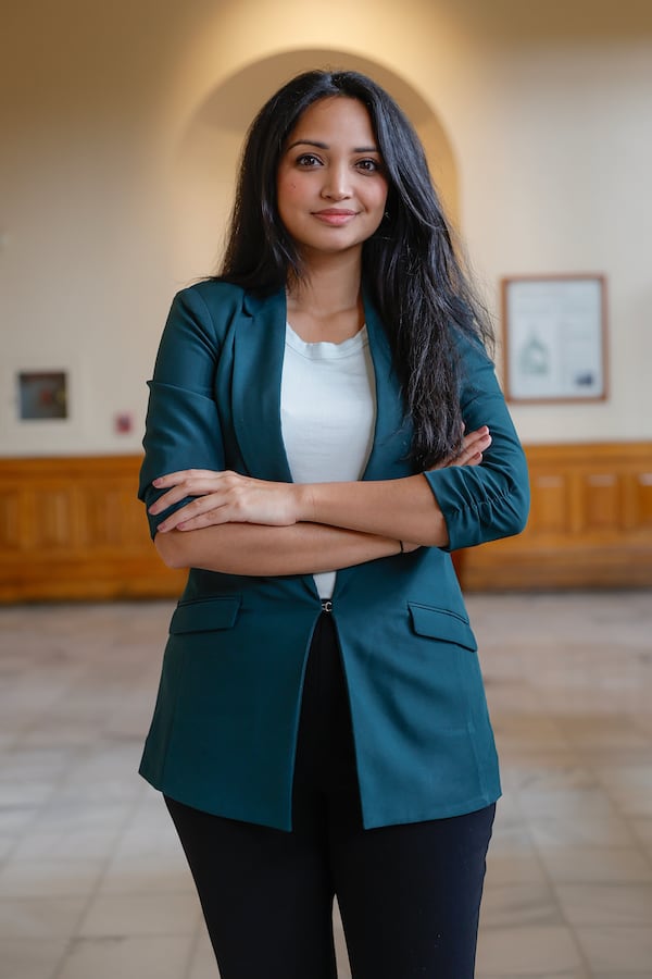 Sen. Nabilah Islam, D-Lawrenceville, wants her clothes to reflect her personality, both laid-back and professional. “I like simple with a pop of color, whether it’s a red lipstick or a fun blazer,” she said. (Natrice Miller/ natrice.miller@ajc.com)