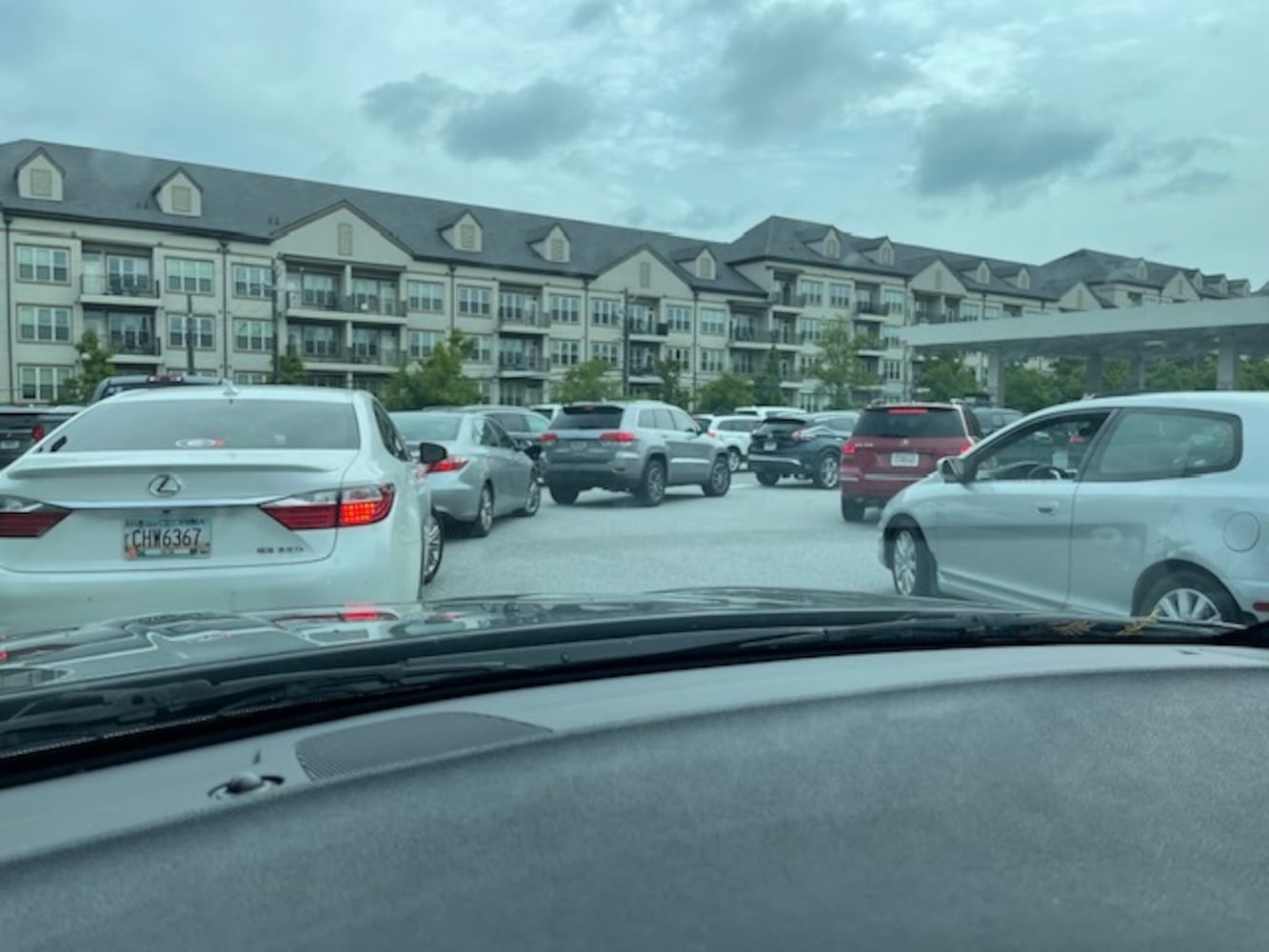 Long lines at gas pumps