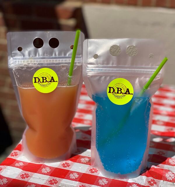 To-go drinks are available in pouches at DBA Barbecue in Morningside. Courtesy of DBA Barbecue