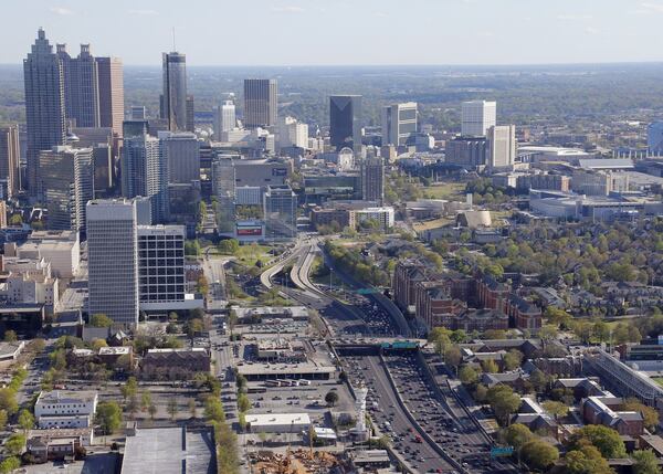 March 31, 2017 - Atlanta - The connector weaves through downtown Atlanta, looking south. The Atlanta Regional Commission said Thursday the 10-county Atlanta area has added nearly 80,000 people since last year. BOB ANDRES /BANDRES@AJC.COM