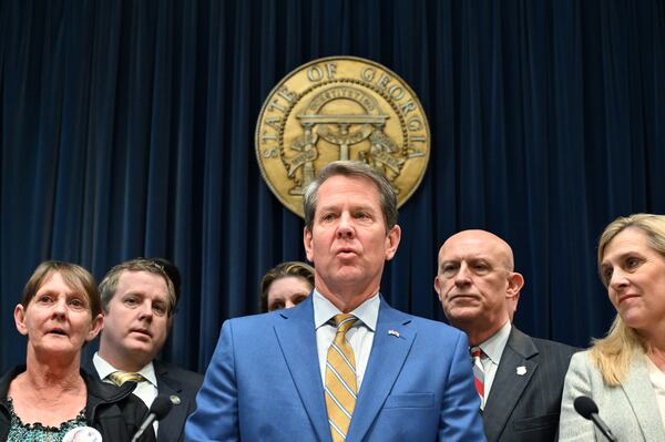 Gov. Brian Kemp speaks during a press conference to introduce anti-gang bills at the Georgia State Capitol building in Atlanta on Thursday, January 30, 2020. (Hyosub Shin / Hyosub.Shin@ajc.com)