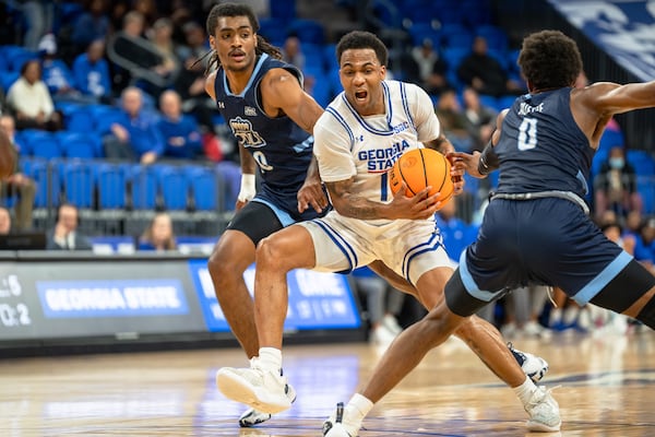 Georgia State guard Dwon Odom (1) dribbles the ball during a game against Old Dominion University.  (Jason Allen for the Atlanta Journal Constitution)