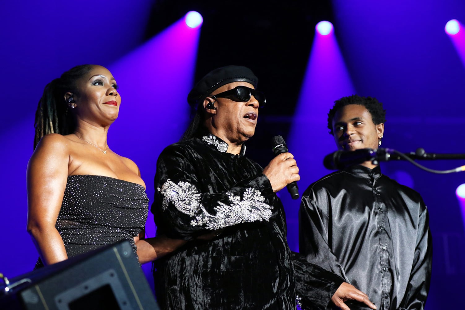 Stevie Wonder entertained a sold-out State Farm Arena crowd on Saturday, October 19, 2024. He was escorted on stage by his daughter Aisha Morris and son Kailand Morris on his "Sing Your Song! As We Fix Our Nation's Broken Heart" tour.
Robb Cohen for the Atlanta Journal-Constitution