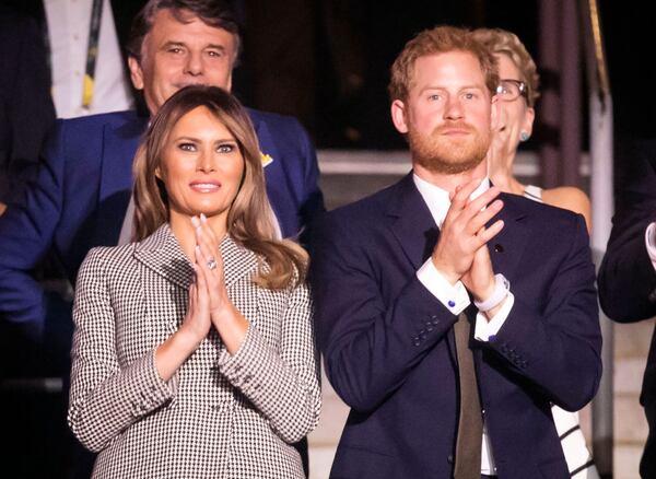 First Lady Melania Trump sits next to Prince Harry at the opening ceremony the 2017 Invictus Games at the Air Canada Centre in Toronto, Canada. 